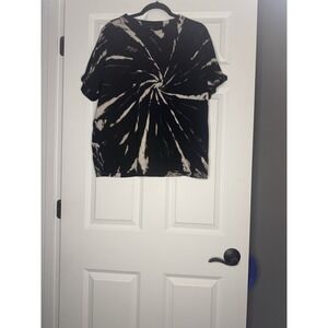 Zutter Short Sleeve Cuff Sleeve Spiral Tie Dye T Shirt Medium Black